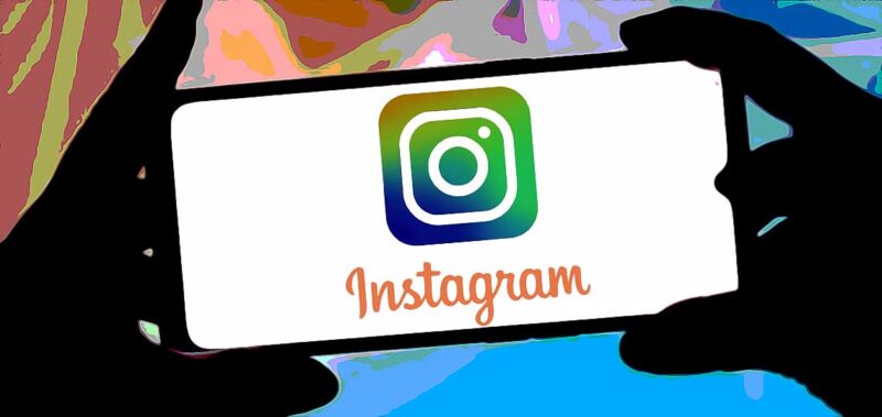Logo Instagram sur écran mobile.